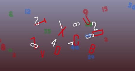 Poster - Image of numbers and letters falling over grey background