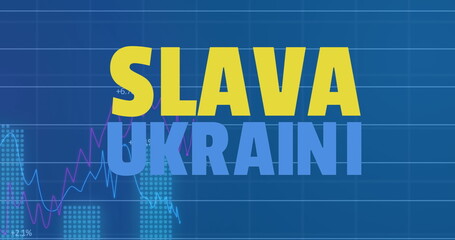 Poster - Image of data processing over slava ukraini text