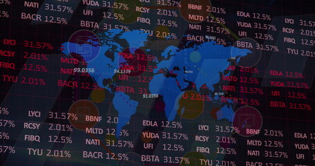 Poster - Image of data processing over black background