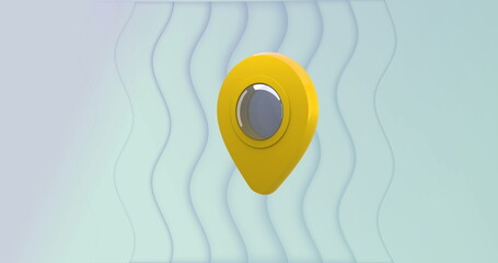 Poster - Image of location mark over green background with waves