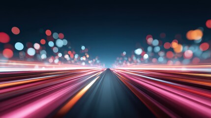 Aufkleber - Abstract image of colorful light trails speeding forward at night, symbolizing fast motion, energy, and futuristic travel.