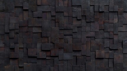Aufkleber - Textured dark slate wall with irregularly shaped tiles creating a modern and artistic backdrop