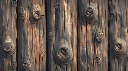 Aufkleber - Close-up view of weathered wooden planks showcasing natural knots and textures in warm lighting