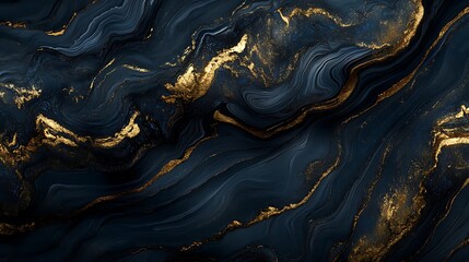 Aufkleber - Abstract swirling patterns of dark blue and gold, creating a luxurious background for design use
