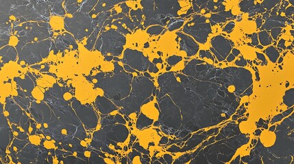 Aufkleber - Abstract black and yellow marble texture with splattered paint, suitable for backgrounds or art projects