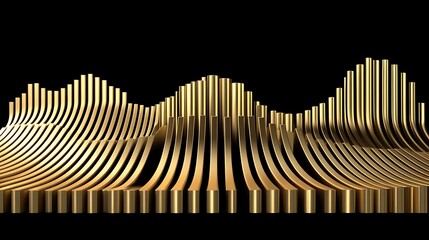 Aufkleber - Abstract golden wave patterns creating a dynamic visual effect on a black background