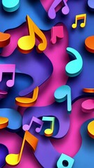Poster - Sound waves pulsing dynamically around vintage microphone, visualizing audio recording process with vibrant gradient movement against clean white background