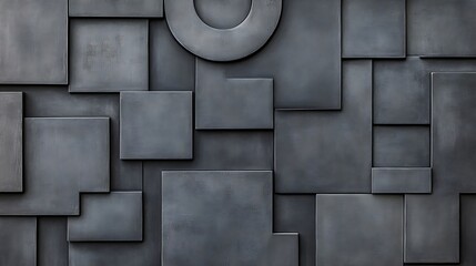 Aufkleber - Abstract textured wall with geometric shapes in varying shades of gray, creating a modern aesthetic