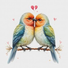 Naklejka na meble Colorful Birds Perched Together Expressing Affection in a Joyful Illustration