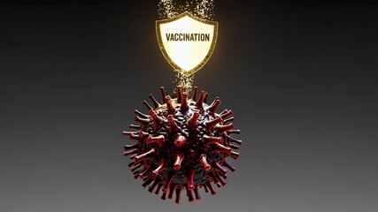 Poster - Glowing protective shield descending in medical animation, representing viral defense and healthcare safety against infectious disease spread