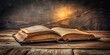 © ทองขาร พอใจ - Old leather-bound book lying open on a dusty wooden table, wooden tables, knowledge
