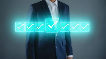 Poster - Businessperson selecting options on a digital interface