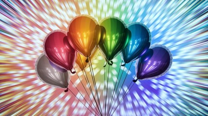 Poster - Bright abstract background with a jumble of rainbow balloons celebrating joyful gay pride spirit