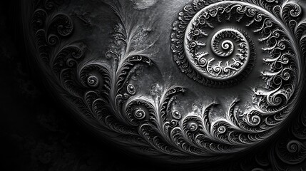Aufkleber - Intricate black and white spiral pattern showcasing detailed fractal design elements