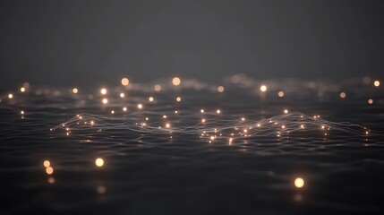 Poster - Glimmering water surface with soft waves reflecting ambient light in a serene environment