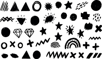 geometric shape pattern. brush crayon figure. abstract seamless background. black simple shape vecto