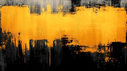 Aufkleber - Abstract artwork featuring bold yellow and black brush strokes, evoking a sense of energy and motion
