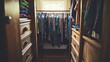 © siyons - Well-organized closet with clothing hanging and drawers.
