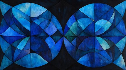 Aufkleber - Abstract blue geometric shapes creating a harmonious pattern, evoking tranquility and creativity