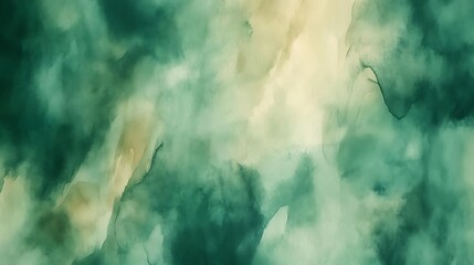 Aufkleber - Abstract green and beige watercolor texture with soft gradients and flowing shapes for creative backgrounds