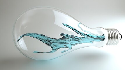 Aufkleber - A transparent light bulb filled with flowing blue water, showcasing creativity in design and innovation