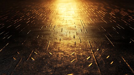 Aufkleber - Glowing textured floor reflecting warm light, creating a serene atmosphere in an indoor setting