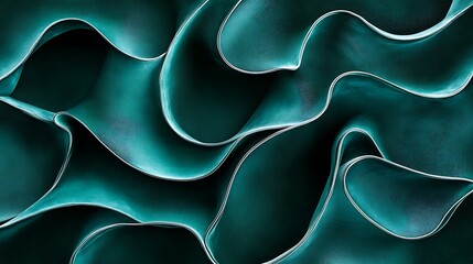 Aufkleber - Abstract teal and black wave patterns creating a fluid texture, evoking a sense of motion and depth
