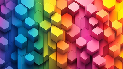 Aufkleber - Colorful abstract hexagonal pattern with vibrant gradients creating a dynamic visual effect