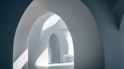 Poster - Modern Architectural Detail of Clean White Arches in Interior Space