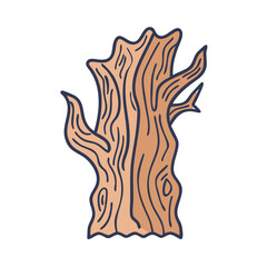 Leinwandbilder - Illustration of a bare tree trunk with branches, isolated tree vector drawing, tree trunk art