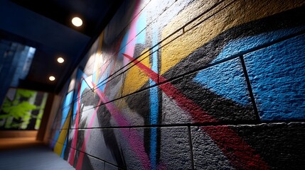 Poster - Urban wall decorated with bold graffiti-style design featuring colorful artistic elements