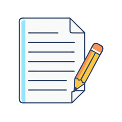 Poster - Illustration of writing paper with pencil for notes and document creation concept design idea
