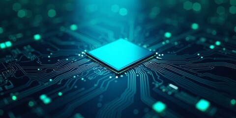 Aufkleber - Abstract close-up of futuristic computer circuit board