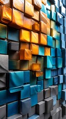 Poster - A wall of colorful tiles arranged in an intricate mosaic pattern for home decor inspiration