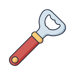 Leinwandbilder - Illustration of a bottle opener tool for opening bottles and cans with a red handle and silver metal
