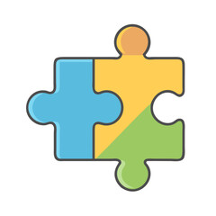 Poster - Colorful puzzle pieces connecting together for teamwork and problem solving concept design
