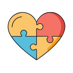 Poster - Heart puzzle vector illustration, love jigsaw pieces, relationship concept, connection and symbol
