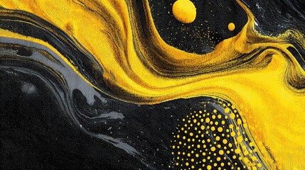 Poster - Abstract Black and Yellow Wave Composition for Creative Projects