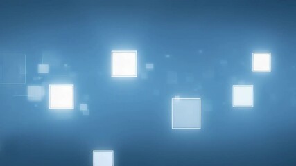 Wall Mural - Floating Blue Geometric Squares with Light Effects in a Digital Abstract Background