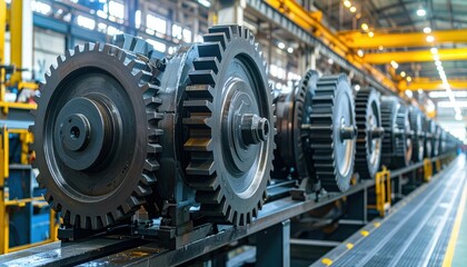 Poster - Industrial Gears and Machinery in Modern Manufacturing Facility