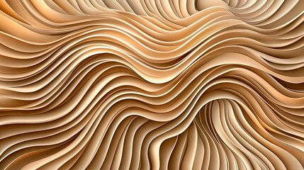 Wall Mural - Abstract design of flowing, light beige ribbons.