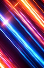 Poster - Neon lights streaking across the screen, vibrant background. Vibrant colors of reds, blues, oranges, or pinks should be used to create a visually appealing effect.