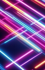 Poster - A background of colorful neon lights, creating an energetic and vibrant atmosphere. abstract and modern wallpaper