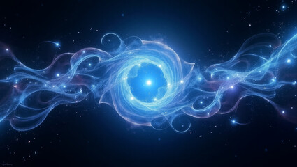 Wall Mural - Cosmic blue light swirls in glowing background with stars and nebula creating mystical and vibrant space scene full of energy and depth