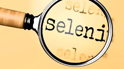 Poster - Selenium under careful examination. Focusing on Selenium, analyzing it, taking a closer look. Concentrating on Selenium, targeting and reviewing it, searching for answers