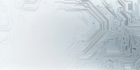 Aufkleber - White background with a gray circuit board pattern, a white and gray banner design for a technology or digital product presentation with a copy space area. Digital technology concept.
