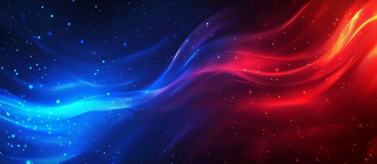 Aufkleber - Red and blue background with glowing lines, a technology-themed illustration in a flat design.