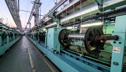 Poster - Industrial textile machinery in a modern manufacturing facility