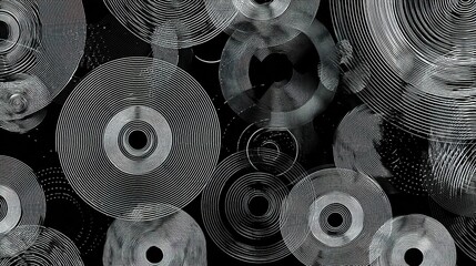 Poster - Stylized Digital Pattern of Overlapping Circles on Black Background