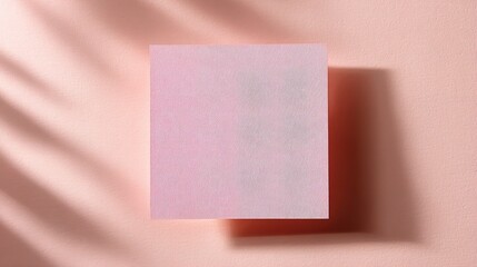 Poster - soft pastel pink square on creamy paper background with shadow